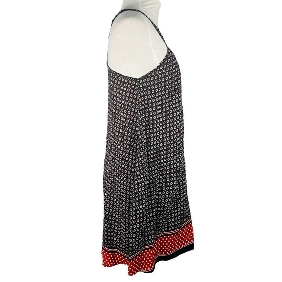 BOHO style tank top a-line lightweight tunic 1 size black with red white floral - Picture 5 of 13